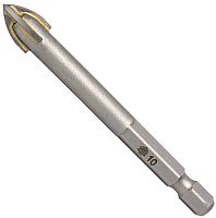 Сверло по стеклу и керамике с крестообразным наконечником 10 мм Волжский Инструмент 5035003 Сверло по стеклу и керамике с крестообразным наконечником 10 мм Волжский Инструмент 5035003