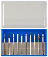 Набор мини-насадок алмазных с хвостовиком 3 мм для гравера ЗУБР 33383-H10, 10 предметов в боксе Набор мини-насадок алмазных с хвостовиком 3 мм для гравера ЗУБР 33383-H10, 10 предметов в боксе