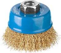 Щетка-крацовка чашечная для УШМ 60 мм, витая стальная латунированная проволока, ЗУБР PROF 3526-060 Щетка-крацовка чашечная для УШМ 60 мм, витая стальная латунированная проволока, ЗУБР PROF 3526-060