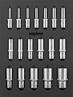 Набор глубоких торцевых головок 1/2" DR, диаметром 8-32 мм Ombra OMT18STE,18 штук Набор глубоких торцевых головок 1/2" DR, диаметром 8-32 мм Ombra OMT18STE,18 штук