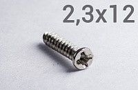 Шуруп 2,3х12 с потайной головкой и острым концом (цинк) Шуруп 2,3х12 с потайной головкой и острым концом (цинк)
