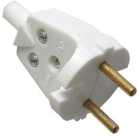 Вилка электрическая без заземления 6А В6-001 FIT 84252, белая Вилка электрическая без заземления 6А В6-001 FIT 84252, белая