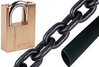 Противоугонная цепь 1м с латунным замком, комплект - 10х30 мм / 9х50 мм (с термоусадкой) Противоугонная цепь 1м с латунным замком, комплект - 10х30 мм / 9х50 мм (с термоусадкой)