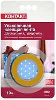 Лента упаковочная клеящая двусторонняя 24 мм х 10 м Контакт Дом 23711, прозрачная Лента упаковочная клеящая двусторонняя 24 мм х 10 м Контакт Дом 23711, прозрачная