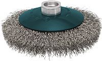 Щетка коническая гофрированная для УШМ 100 мм № 55 Профоснастка Мастер 20105001, сталь Щетка коническая гофрированная для УШМ 100 мм № 55 Профоснастка Мастер 20105001, сталь