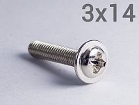 Шуруп 3х14 с прессшайбой и тупым концом, оцинкованная сталь Шуруп 3х14 с прессшайбой и тупым концом, оцинкованная сталь