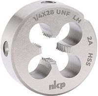 Плашка UNF 1/4" HSS DIN EN 22568 NKP 324214N, левая мелкая дюймовая резьба Плашка UNF 1/4" HSS DIN EN 22568 NKP 324214N, левая мелкая дюймовая резьба