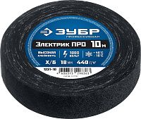 Изолента на х/б основе 18 мм х 10 м, 1 000 В ЗУБР PROF 1231-10, черная Изолента на х/б основе 18 мм х 10 м, 1 000 В ЗУБР PROF 1231-10, черная