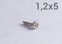 Шуруп полусфера 1,2х5 мм с острым концом, оцинкованная сталь Шуруп полусфера 1,2х5 мм с острым концом, оцинкованная сталь