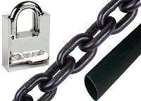 Противоугонная цепь 1м с замком, комплект - 8х24 мм / 8х50 мм (с термоусадкой) Противоугонная цепь 1м с замком, комплект - 8х24 мм / 8х50 мм (с термоусадкой)