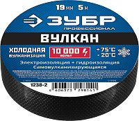 Изолента самовулканизирующаяся 19 мм х 5 м, 10 000 В ВУЛКАН ЗУБР PROF 1238-2, черная Изолента самовулканизирующаяся 19 мм х 5 м, 10 000 В ВУЛКАН ЗУБР PROF 1238-2, черная