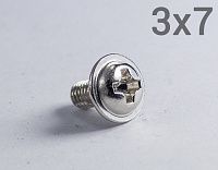 Шуруп 3х7 с прессшайбой и тупым концом, оцинкованная сталь Шуруп 3х7 с прессшайбой и тупым концом, оцинкованная сталь