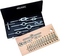 Набор метчиков и плашек BSW 1/4" - 1/2" Volkel 48031, сталь HSS-G, 27 предметов Набор метчиков и плашек BSW 1/4" - 1/2" Volkel 48031, сталь HSS-G, 27 предметов