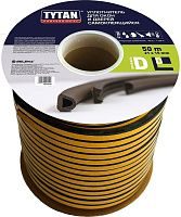 Уплотнитель самоклеящийся для окон и дверей 21х15 мм, 50 м D-профиль TYTAN Professional  91591, черный Уплотнитель самоклеящийся для окон и дверей 21х15 мм, 50 м D-профиль TYTAN Professional  91591, черный