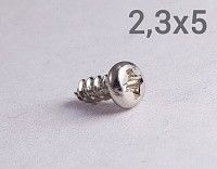 Шуруп полусфера 2,3х5 мм с острым концом, оцинкованная сталь Шуруп полусфера 2,3х5 мм с острым концом, оцинкованная сталь