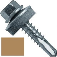 Винт самосверлящий по металлу 5,5х19 мм, с шайбой EPDM, SD 5 Fasty P15055190AMS, RAL 1011 коричнево-бежевый Винт самосверлящий по металлу 5,5х19 мм, с шайбой EPDM, SD 5 Fasty P15055190AMS, RAL 1011 коричнево-бежевый