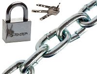 Противоугонная цепь 1,5м с замком, комплект - 7х21 мм / 7х40 мм, оцинкованная Противоугонная цепь 1,5м с замком, комплект - 7х21 мм / 7х40 мм, оцинкованная