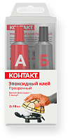 Эпоксидный клей КОНТАКТ прозрачный  2*18 гр 22338 Эпоксидный клей КОНТАКТ прозрачный  2*18 гр 22338