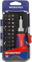 Отвертка трещоточная Workpro WP200517, 38 предметов Отвертка трещоточная Workpro WP200517, 38 предметов