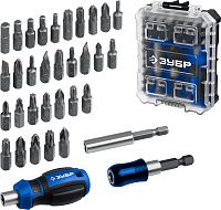 Отвертка с битами SL, PH, PZ, TX, HEX и адаптером ЗУБР Компакт 25173, 34 предмета в кейсе Отвертка с битами SL, PH, PZ, TX, HEX и адаптером ЗУБР Компакт 25173, 34 предмета в кейсе