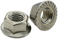 Гайка с фланцем и насечкой М3 DIN 6923, нержавеющая сталь А4-80 Гайка с фланцем и насечкой М3 DIN 6923, нержавеющая сталь А4-80