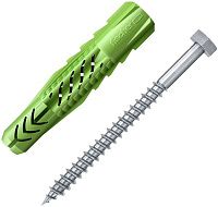 Универсальный дюбель UX 12х70 S с винтом Fischer 532711, зелёный нейлон, 2 шт в блистере Универсальный дюбель UX 12х70 S с винтом Fischer 532711, зелёный нейлон, 2 шт в блистере