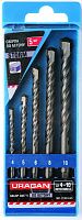 Набор сверл по бетону 4-10 мм, 5 шт, сталь 40, DIN 8039 URAGAN 901-22424-H5 Набор сверл по бетону 4-10 мм, 5 шт, сталь 40, DIN 8039 URAGAN 901-22424-H5