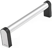 Ручка дверная 180х20 мм M22, серебро с черно-серебристой ножкой, алюминиевый сплав Ручка дверная 180х20 мм M22, серебро с черно-серебристой ножкой, алюминиевый сплав