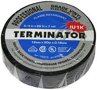 Изолента черная ПВХ, огнеупорная, всепогодная 0,17 мм, 19 мм, 20 м Terminator IU1K Изолента черная ПВХ, огнеупорная, всепогодная 0,17 мм, 19 мм, 20 м Terminator IU1K