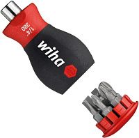 Отвертка длина 57 мм с битами SL (3 шт) и PH (3 шт) Wiha Stubby 33736, сталь Отвертка длина 57 мм с битами SL (3 шт) и PH (3 шт) Wiha Stubby 33736, сталь