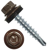 Саморез кровельный 4,8х70 мм RAL 8017 со сверлом №1 и шайбой EPDM Daxmer, оцинкованная сталь Саморез кровельный 4,8х70 мм RAL 8017 со сверлом №1 и шайбой EPDM Daxmer, оцинкованная сталь