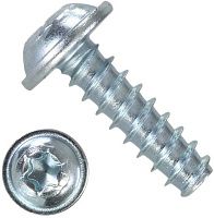 Саморез усиленный 3х6 с прессшайбой, тупым концом и шлицем ТХ10 88204 RSTplus, оцинкованная сталь Саморез усиленный 3х6 с прессшайбой, тупым концом и шлицем ТХ10 88204 RSTplus, оцинкованная сталь