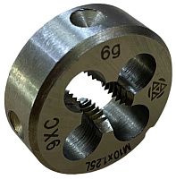 Плашка М10х1,25 мм 9ХС Волжский Инструмент 3704081, левая метрическая резьба Плашка М10х1,25 мм 9ХС Волжский Инструмент 3704081, левая метрическая резьба