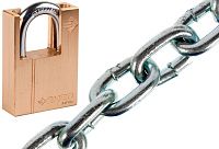 Противоугонная цепь 1м с латунным замком, комплект - 10х30 мм / 9х50 мм, оцинкованная Противоугонная цепь 1м с латунным замком, комплект - 10х30 мм / 9х50 мм, оцинкованная