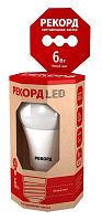 Лампа светодиодная РЕКОРД LED A60 6W Е27 3000К (груша) Лампа светодиодная РЕКОРД LED A60 6W Е27 3000К (груша)