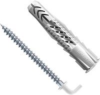 Дюбель UX 8х50 R с кромкой и саморезом с белым костылём WH N K NV Fischer 94628, нейлон, 2 шт в блистере Дюбель UX 8х50 R с кромкой и саморезом с белым костылём WH N K NV Fischer 94628, нейлон, 2 шт в блистере