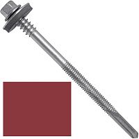 Винт самосверлящий для сэндвич-панелей 5,5/6,3х110 мм, с шайбой EPDM, SD 12 SP Fasty P155111AM, RAL 3003 рубиново-красный Винт самосверлящий для сэндвич-панелей 5,5/6,3х110 мм, с шайбой EPDM, SD 12 SP Fasty P155111AM, RAL 3003 рубиново-красный