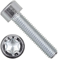 Винт (болт) с цилиндрической головкой и шлицем TORX DIN 912 (ISO 4762), класс прочности 8.8, оцинкованная сталь Винт (болт) с цилиндрической головкой и шлицем TORX DIN 912 (ISO 4762), класс прочности 8.8, оцинкованная сталь