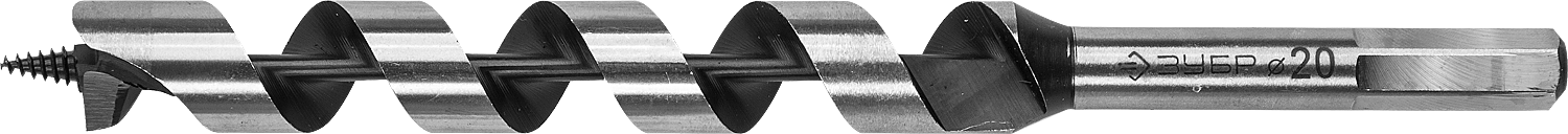 Сверло левиса по дереву 20х235/160 мм, шестигранный хвостовик, ЗУБР Серия Эксперт 2948-235-20 - фото