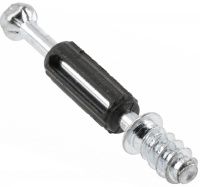 Шток эксцентрика с резьбой по дереву в пластиковой юбке L=34 мм, отверстие Ø5 мм, оцинкованная сталь