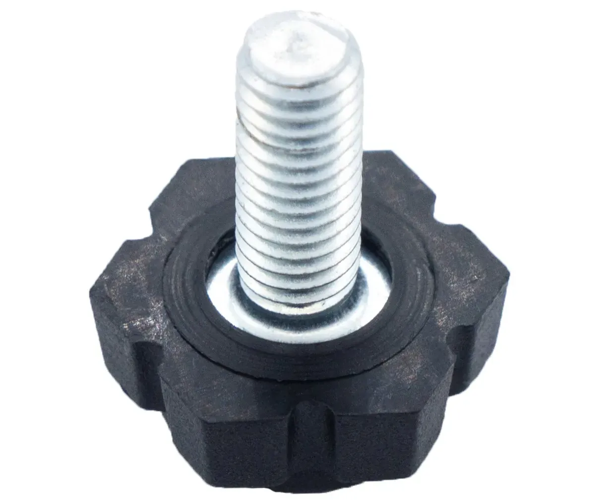 Опора регулируемая с шестигранным основанием 19 мм и резьбовым стержнем М6х8 19М6-8ЧН, пластик - фото