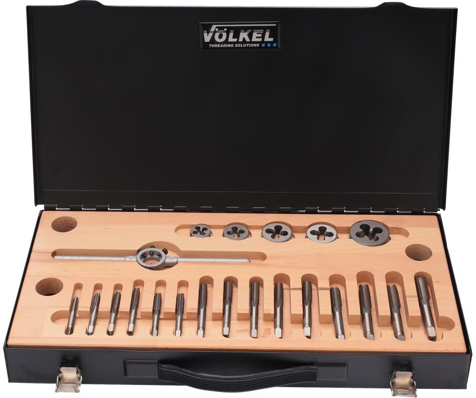 Изображение товара Набор метчиков и плашек UNC 1/4"-1/2" Volkel HSS-G 48050, 28 шт