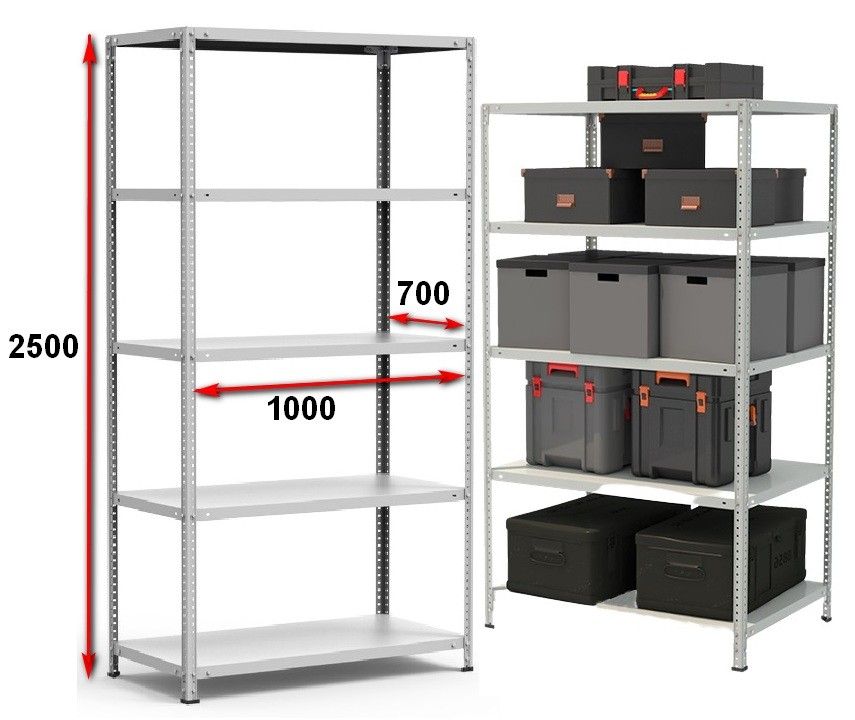 Стеллаж металлический до 125 кг, 5 полок Металл-завод СТФ 1075-2,5 2500х1000х700 мм - фото