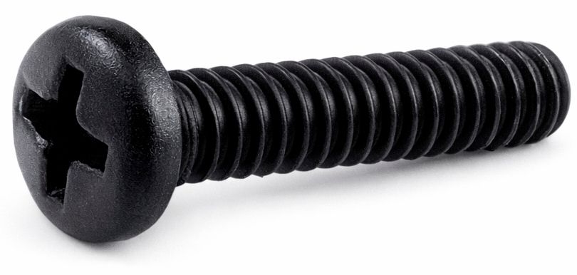 Винт полусфера с полной резьбой, черный - фото