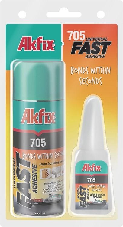Набор для экспресс-склеивания: цианакрилатный клей и аэрозоль-активатор Akfix 705 - фото