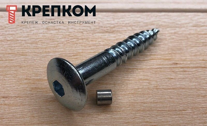 Антивандальный шуруп (саморез) 88110 с внутренним шестигранником и заглушкой от выкручивания