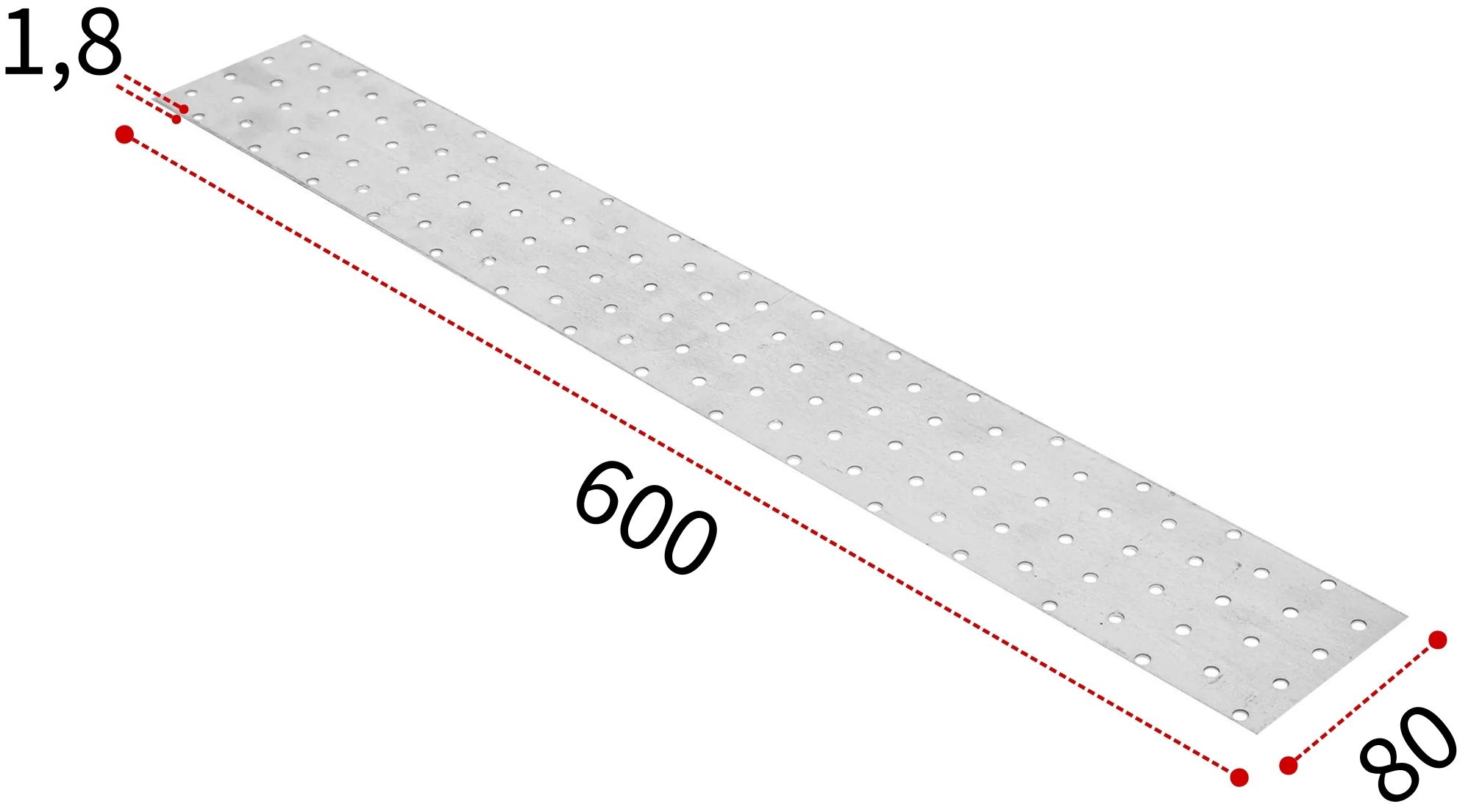 Изображение товара Пластина соединительная 80x600x1,8 мм из оцинкованной стали