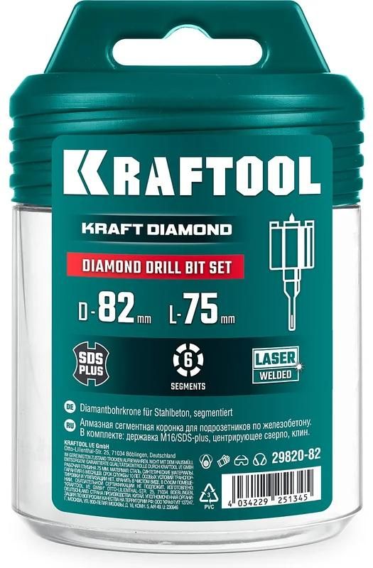 Коронка алмазная по железобетону в сборе 82 мм Diamond Kraftool 29820-82 - фото