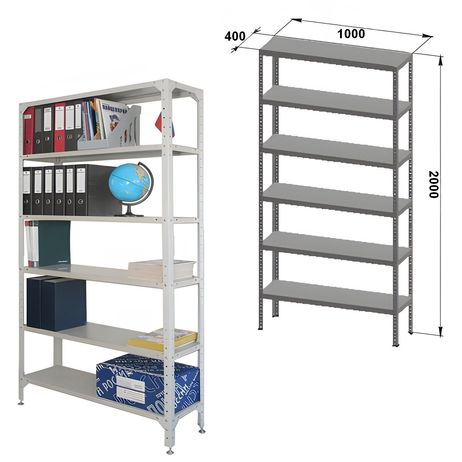 Стеллаж металлический до 200 кг, 6 полок Металл-завод СТФУ-П 1046-2,0 2000х1000х400 мм - фото