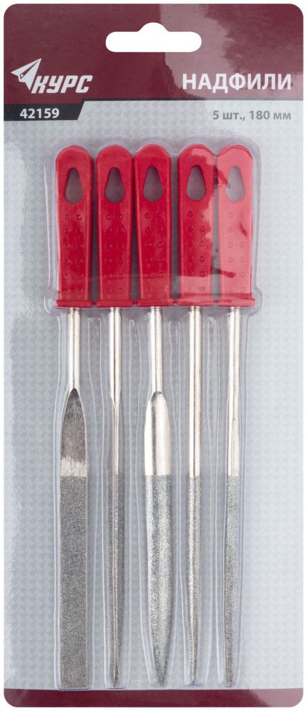 Набор надфилей алмазных широких 170 мм КУРС 42159, 5 шт - фото